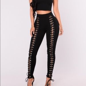 X’s and O’s Lace Up Pants-black